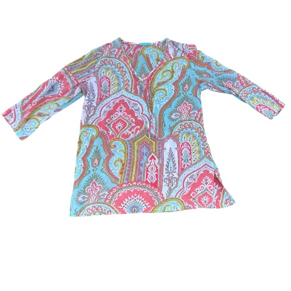 J. McLaughlin colorful shear swim cover up 100% cotton size small Tunic - Picture 11 of 11